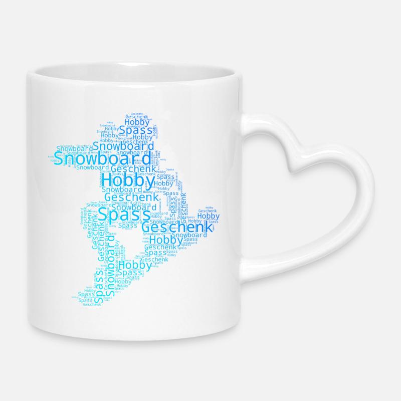 Lustiges Snowboard Motiv - Tasse mit Herzhenkel - Weiß