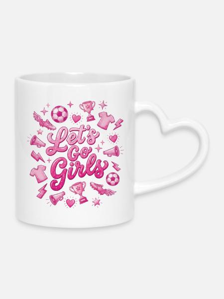 Supporter de football football féminine - Mug avec anse en forme de cœur - blanc