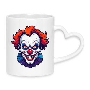Motif de portrait de tête de clown horrifique de clown effrayant - Mug avec anse en forme de cœur - blanc - Droite