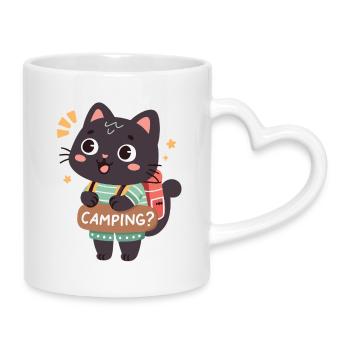 Buntes Camper-Kätzchen - Tasse mit Herzhenkel - Weiß - Rechts