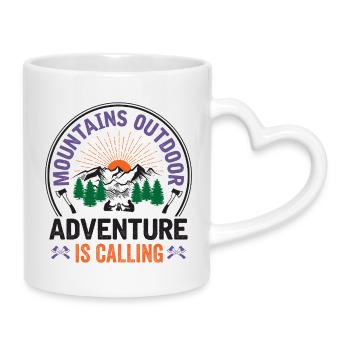 Berge – Das Abenteuer ruft - Tasse mit Herzhenkel - Weiß - Rechts
