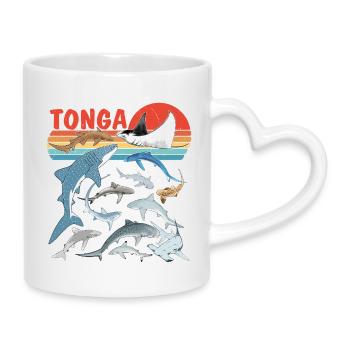 Tonga shark species Tiger shark Bull shark Manta rays - Mug with Heart-Shaped Handle - white - Right