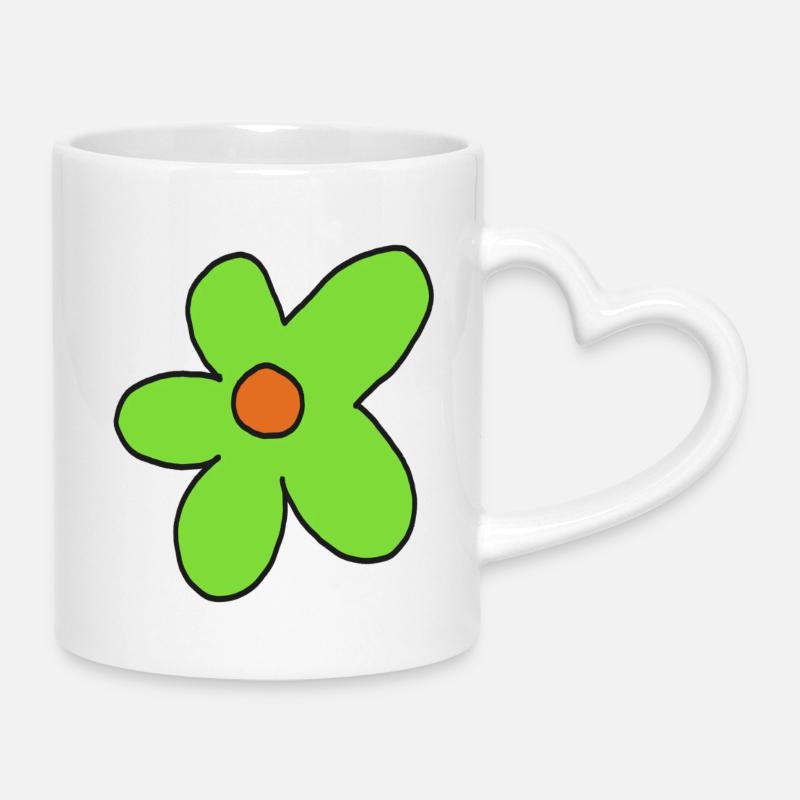 Lime Flower Pop Art - Mug with Heart-Shaped Handle - white