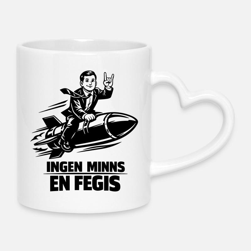 Feige Reiter auf der Rakete - Tasse mit Herzhenkel - Weiß