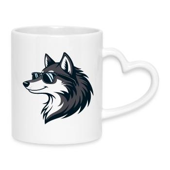 Moderne Wolf-Sonnenbrillen - Tasse mit Herzhenkel - Weiß - Rechts