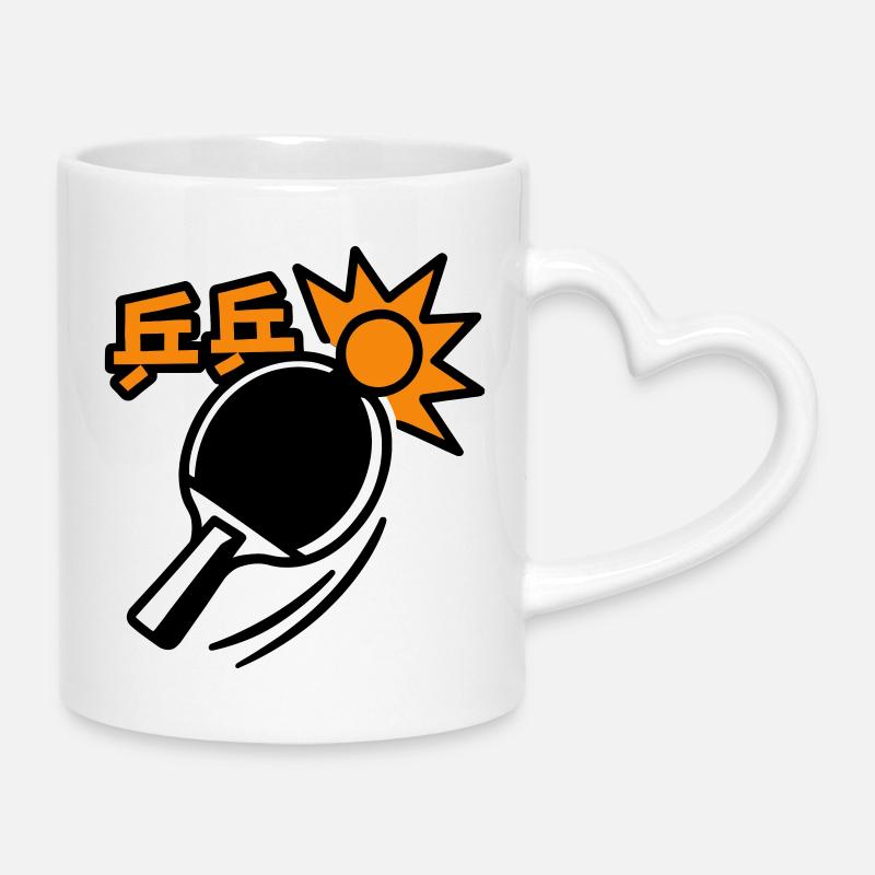 Pingisracket - Bordtennis - Mugg med hjärthandtag - vit