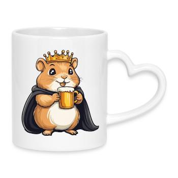 Hamster Beer King - Mug with Heart-Shaped Handle - white - Right