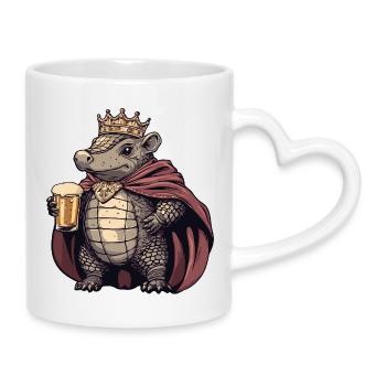 Armadillo Beer King - Mug with Heart-Shaped Handle - white - Right