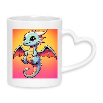 dragon - Mug with Heart-Shaped Handle - white - Right