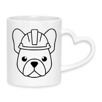 Frenchie Construction Helmet Head Outline - Mug with Heart-Shaped Handle - white - Right