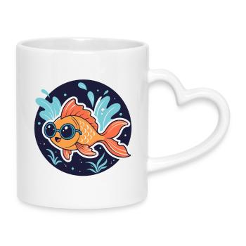 Golden Fish Aquatic Goggles - Mug with Heart-Shaped Handle - white - Right