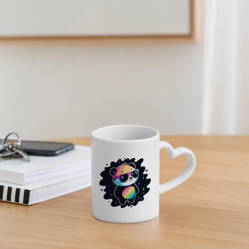 Panda Rainbow Galaxy Coole Brillen Tasse mit Herzhenkel