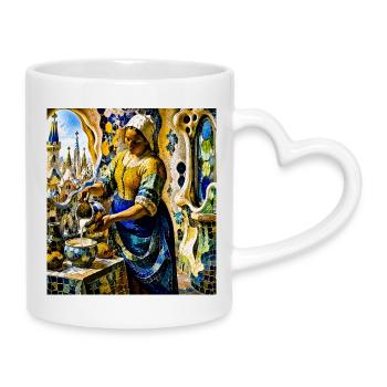 Mosaik - Tasse mit Herzhenkel - Weiß - Rechts