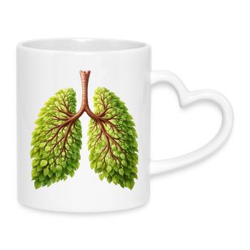 Lunge Natur Baum Design - Tasse mit Herzhenkel - Weiß - Rechts