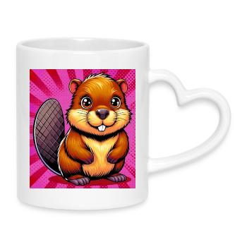 Bieber - Tasse mit Herzhenkel - Weiß - Rechts