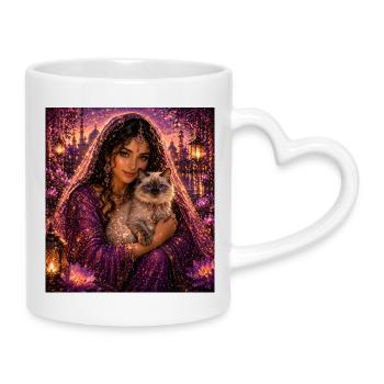 Dream Cat Sweet Magic - Mug with Heart-Shaped Handle - white - Right