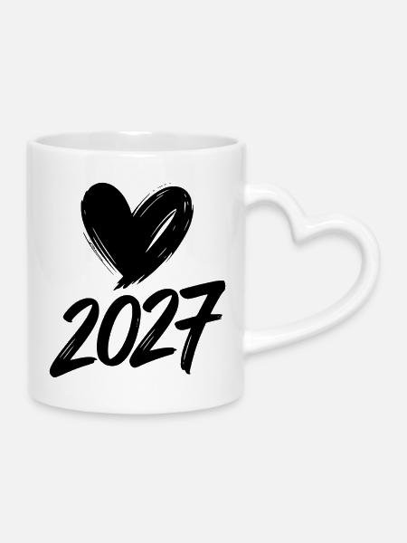 2027 Herz - Tasse mit Herzhenkel - Weiß