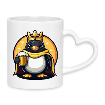 Pinguin Bier Lustig - Tasse mit Herzhenkel - Weiß - Rechts