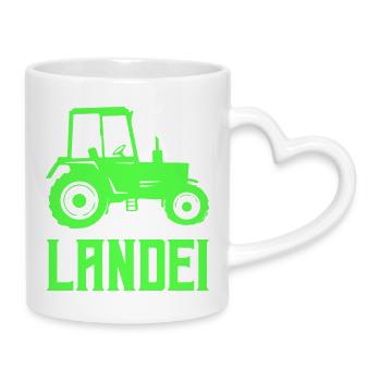 Traktor Silhouette Landei - Tasse mit Herzhenkel - Weiß - Rechts
