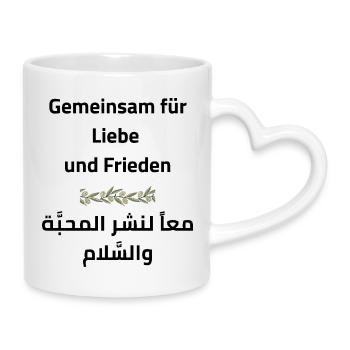Frieden & Liebe: Gemeinsam - Tasse mit Herzhenkel - Weiß - Rechts