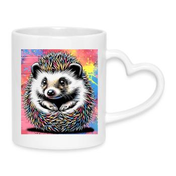 hedgehog - Mug with Heart-Shaped Handle - white - Right