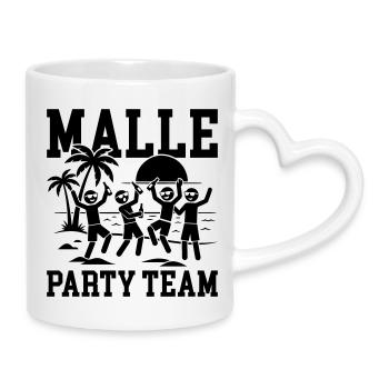 Malle Party Team Holiday - Mug with Heart-Shaped Handle - white - Right
