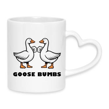 Goose Bumbs – Funny Goose Fist Bump - Mug with Heart-Shaped Handle - white - Right