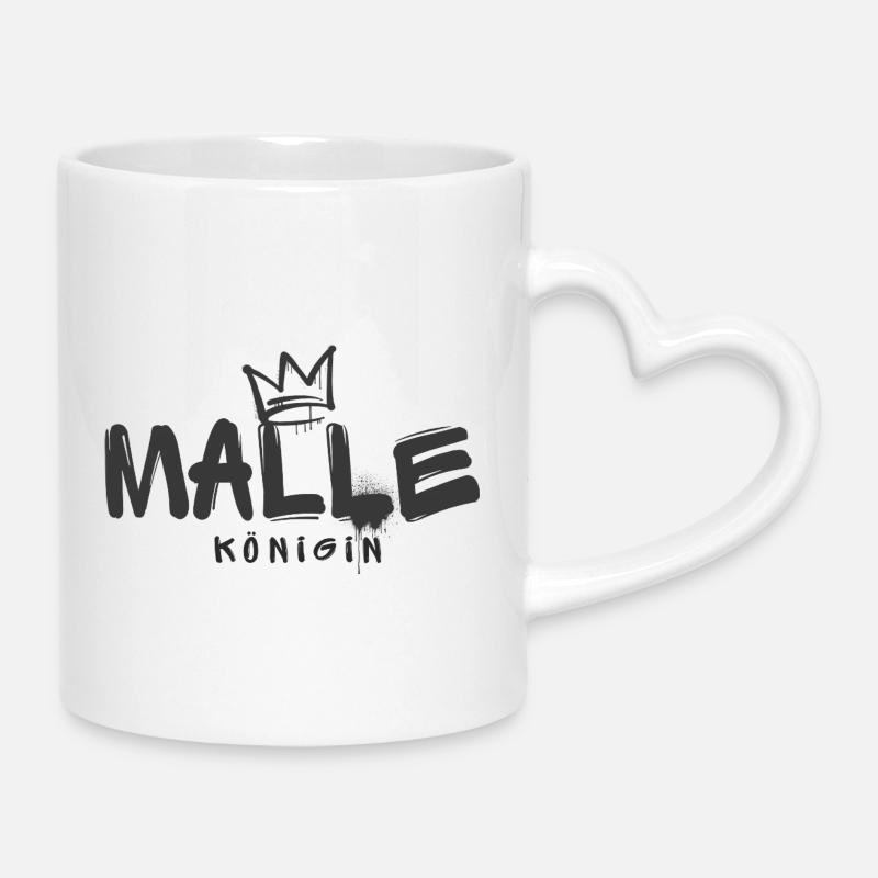 Malle Queen - Mug with Heart-Shaped Handle - white