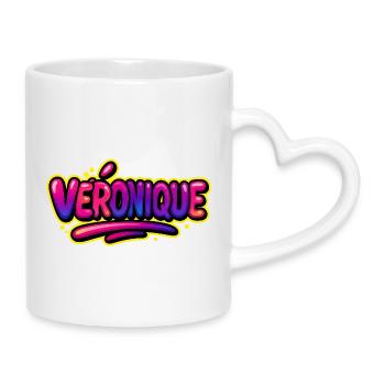 Graffiti Prénom Véronique imprimable sur tout ! - Mug avec anse en forme de cœur - blanc - Droite