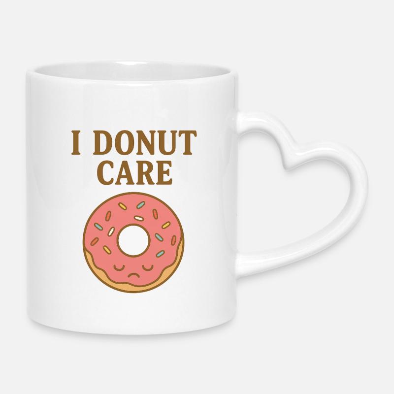 I donut care - Mug with Heart-Shaped Handle - white