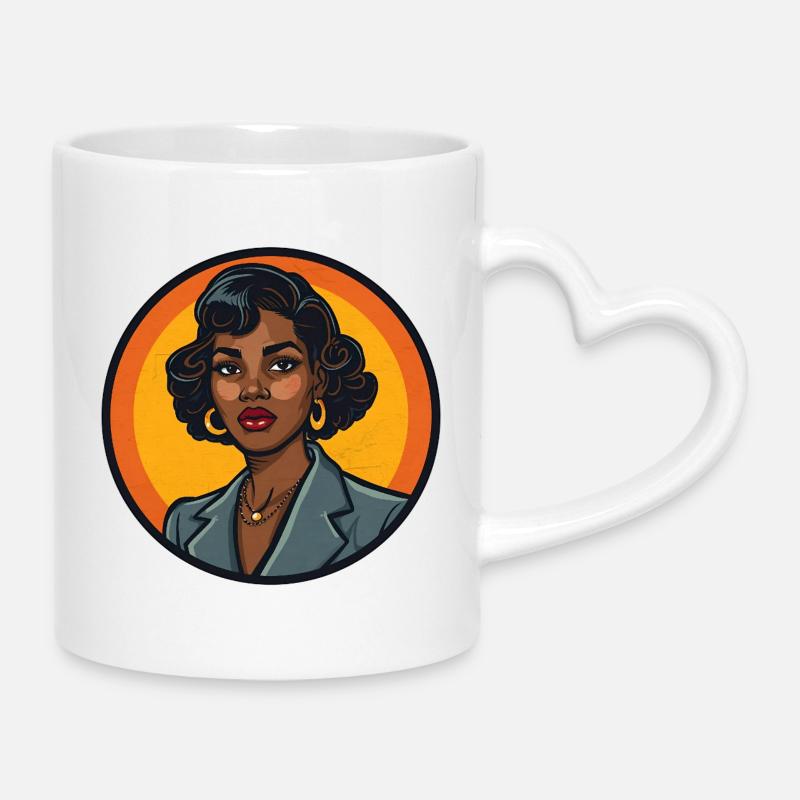 Illustration de femme élégante - Mug avec anse en forme de cœur - blanc
