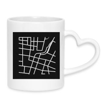 Geometrischer Stadtplan mit Linie - Tasse mit Herzhenkel - Weiß - Rechts
