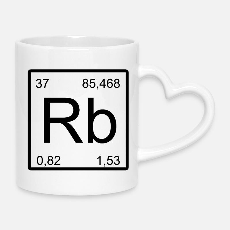 Conception typographique du symbole de rubidium - Mug avec anse en forme de cœur - blanc