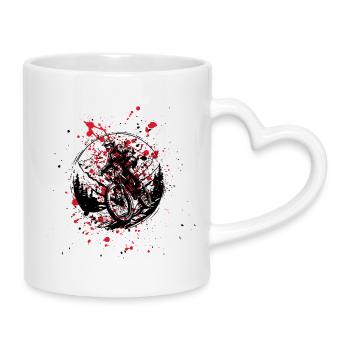 VTT sur tâches rouges et noires  - Mug avec anse en forme de cœur - blanc - Droite