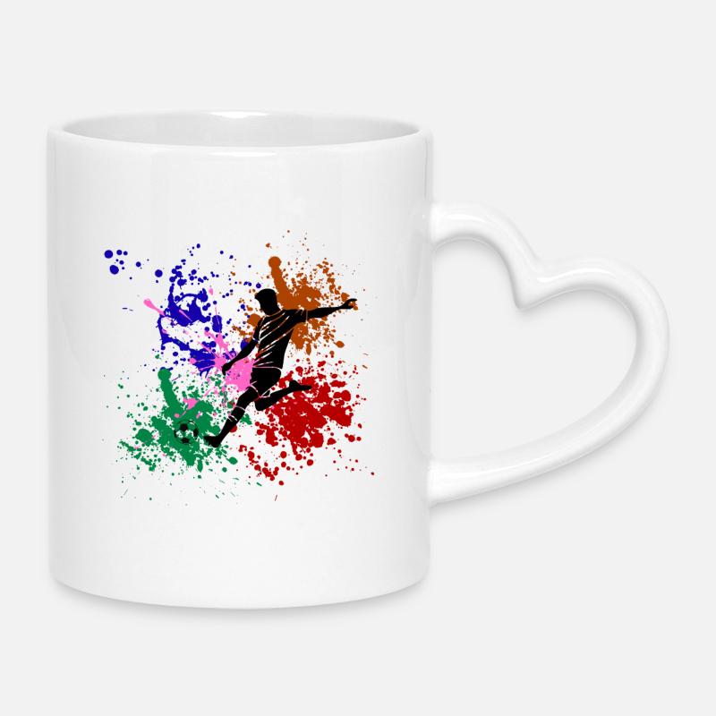 FuĂball-Graffiti - Tasse mit Herzhenkel - WeiĂ