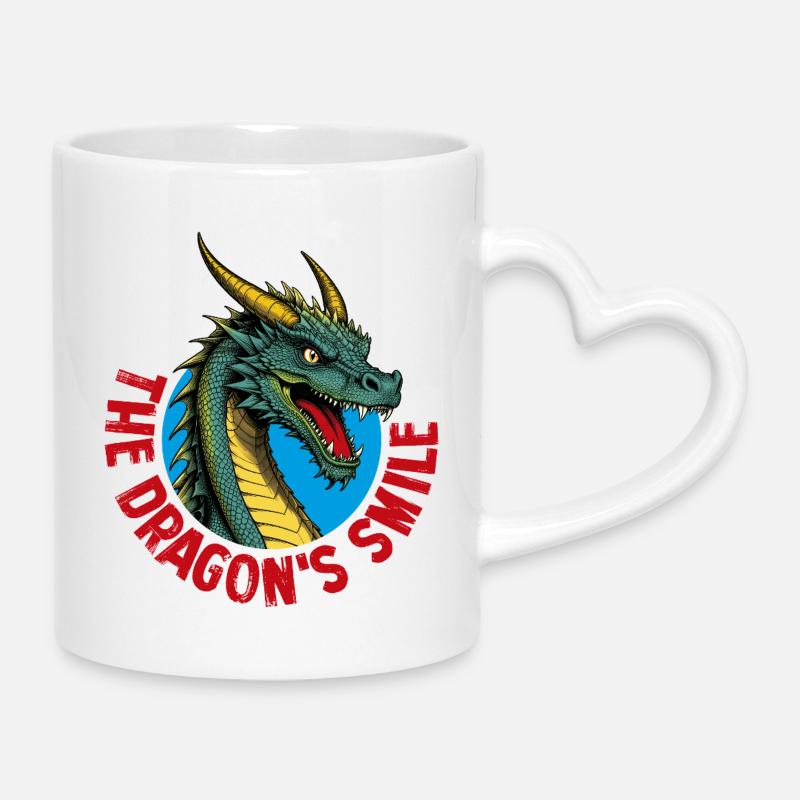 Lächelnder Drache - Tasse mit Herzhenkel - Weiß