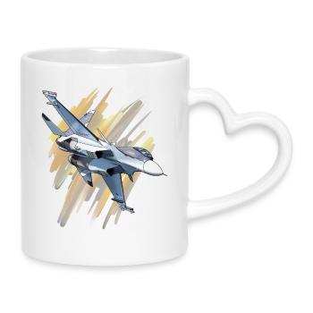 Kampfjet im Dynamikdesign - Tasse mit Herzhenkel - Weiß - Rechts
