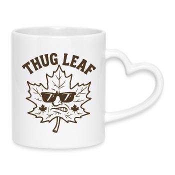 Thug Leaf Happy Fall Harvest Autumn Lover Wortsp - Mug with Heart-Shaped Handle - white - Right