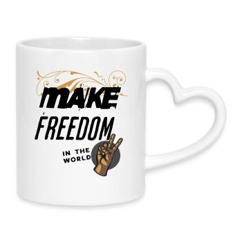 Peace Sign with Floral Ornament - Mug with Heart-Shaped Handle - white - Right