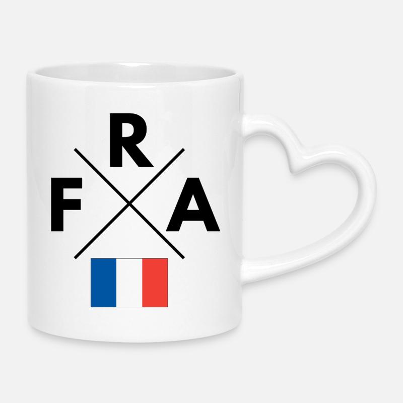French flag with FRA - Mug with Heart-Shaped Handle - white