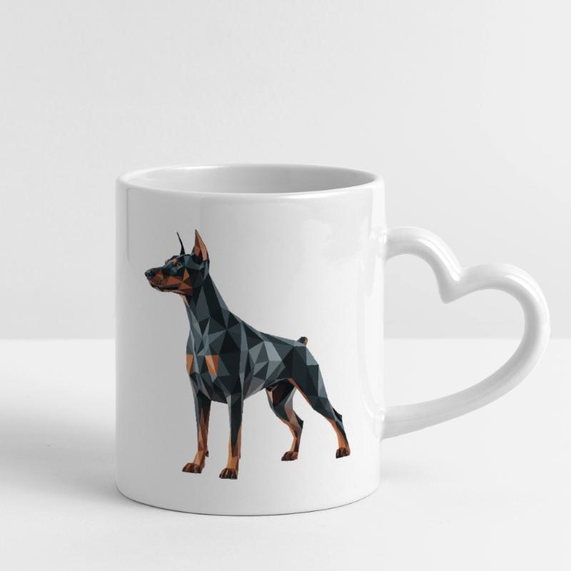 Dobermann - Cooles Low-Poly-Logo Tasse mit Herzhenkel