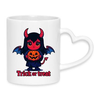 Trick or Treat – Cute Devil - Mug with Heart-Shaped Handle - white - Right