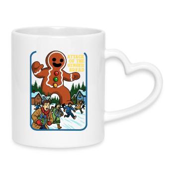Attaque du pain d’épices - Mug avec anse en forme de cœur - blanc - Droite