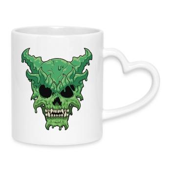 Crâne démon vert dégoulinant - Mug avec anse en forme de cœur - blanc - Droite