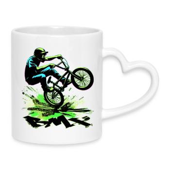 Vélo BMX - Mug avec anse en forme de cœur - blanc - Droite