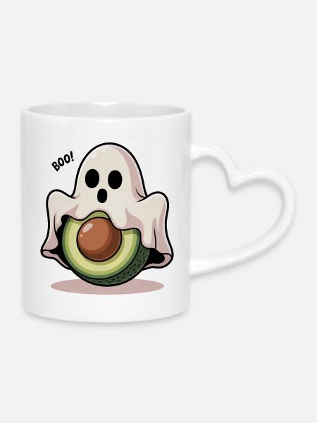 Avocado Geist Halloween - Tasse mit Herzhenkel - Weiß