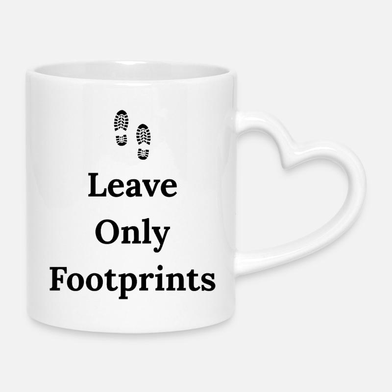 Leave Only Footprints – Travel Shirt - Mug with Heart-Shaped Handle - white