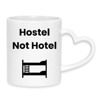 Hostel, Not Hotel – Backpacker Shirt - Mug with Heart-Shaped Handle - white - Right