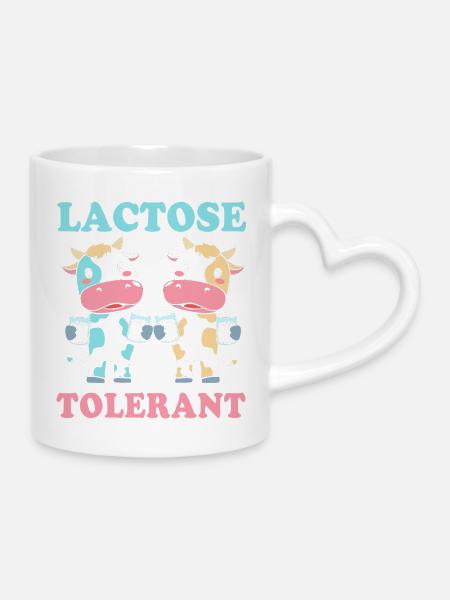 Milch Laktose Blähungen - Tasse mit Herzhenkel - Weiß