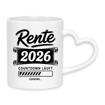 Rente 2026 Countdown - Tasse mit Herzhenkel - Weiß - Rechts